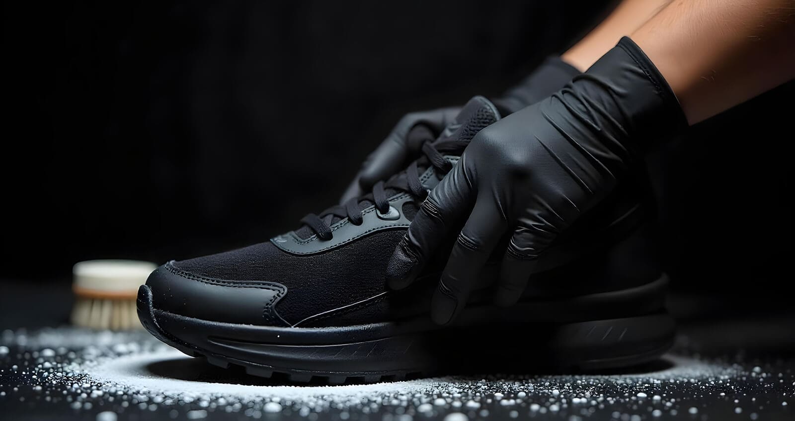 Sneaker being brushed